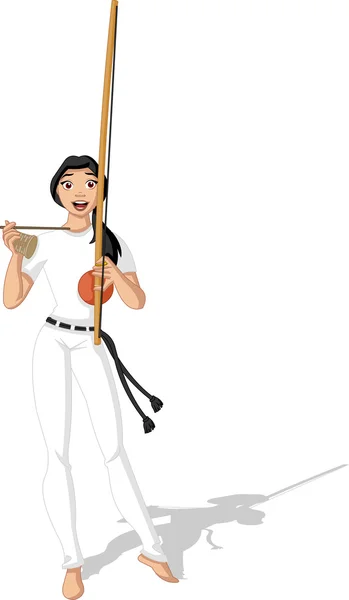 Mujer brasileña jugando a la capoeira — Vector de stock