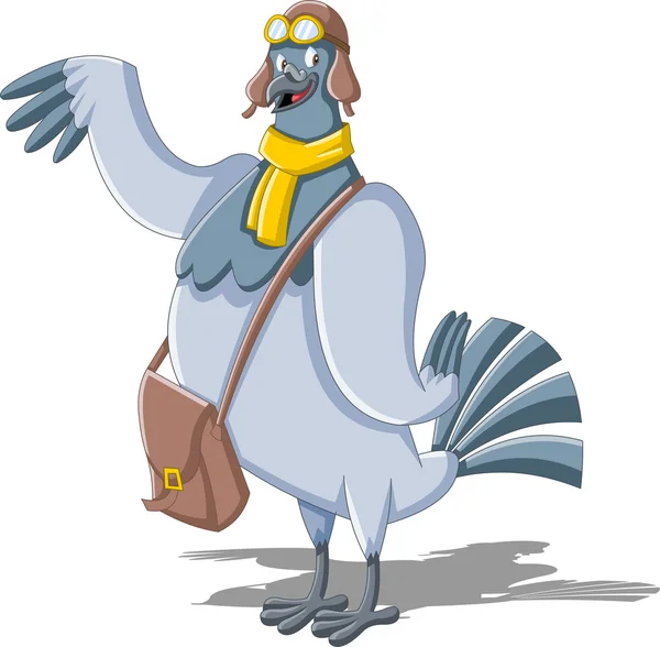 Pigeon voyageur avec un sac de facteur — Image vectorielle