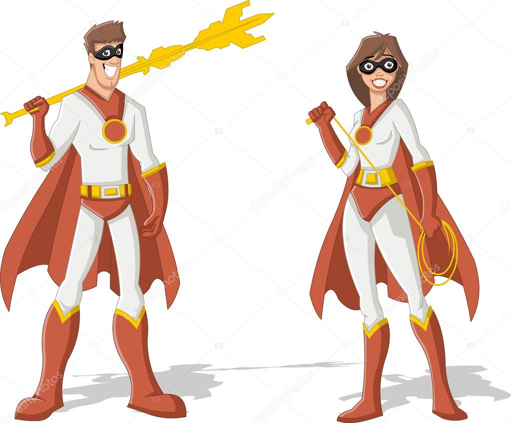 Male and female superheroes characters.