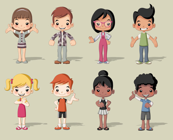 cartoon children. Cute kids.