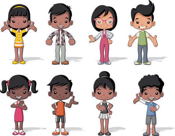 cartoon black children. Cute kids.