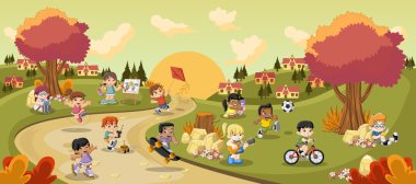 Çizgi film çocuk oyun ile city renkli park
