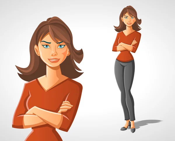 Hermosa mujer de dibujos animados . — Vector de stock