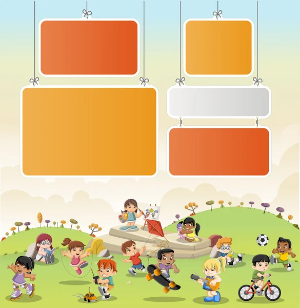 Kolorowy park z kreskówki dzieci gry — Wektor stockowy