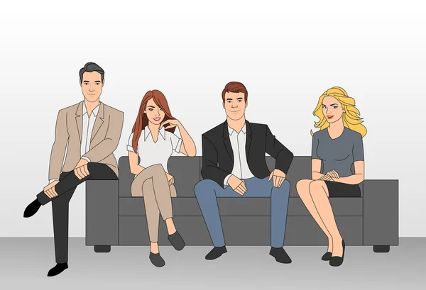 Gente de negocios sentada en un sofá — Archivo Imágenes Vectoriales