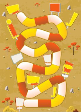 Reklam panoları ile sarı bir park üzerinde bir blok yol ile tahta oyunu.