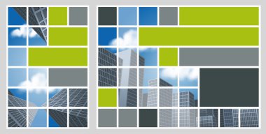 Büyük şehir binaları ile birlikte reklam broşürü için şablon. 