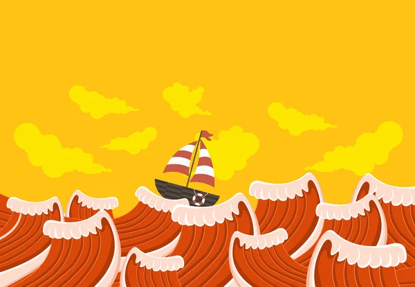 Вітрильний човен на прекрасному морі — стоковий вектор