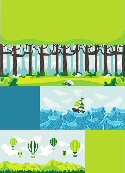 Modèle coloré pour brochure publicitaire avec paysage naturel — Image vectorielle
