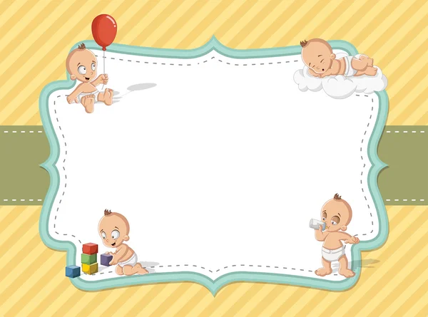 Carte avec un bébé garçon portant une couche . — Image vectorielle