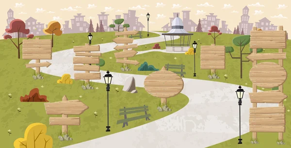 公園の木製看板 — ストックベクタ
