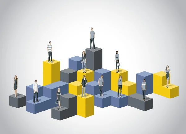 Personas en gráfico de barras — Vector de stock