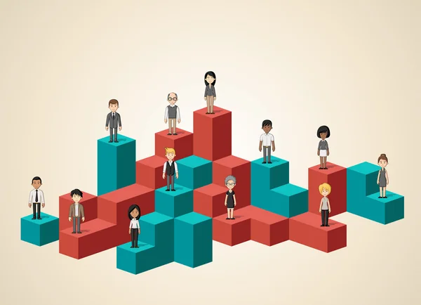 Personas en gráfico de barras — Vector de stock