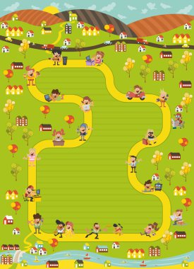 Masa oyunu mutlu karikatür kişi ile