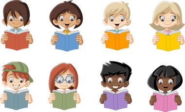 çizgi film çocuk kitap okuma. Öğrenciler.