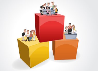 bir metin kutusu çerçeve arka plan çizgi film iş adamları ile 3 boyutlu tasarım