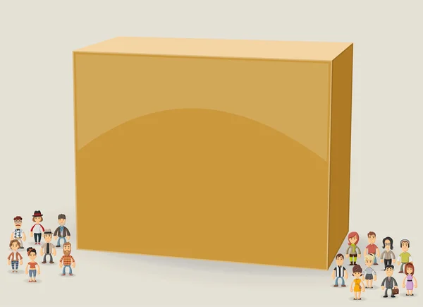 3d diseño de una caja de texto marco de fondo con personas hipster — Vector de stock