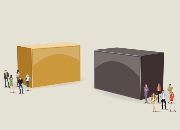 Iş adamları ile bir metin kutusunun 3D tasarım. — Stok Vektör