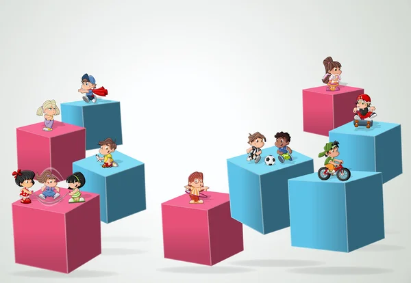 3D Kostka z kreskówki dzieci gry. — Wektor stockowy