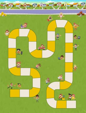 mutlu karikatür kişi ile şehir