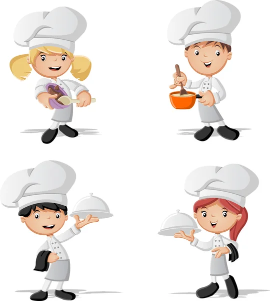 Cocineros de dibujos animados cocinar — Vector de stock