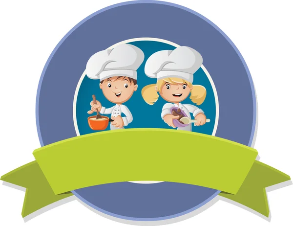 Vektor-Banner und Etiketten Hintergründe mit Cartoon-Köchen Essen kochen. — Stockvektor