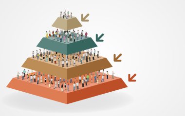 Piramit grafiği bilgisayarla çalışma iş adamları ile. 