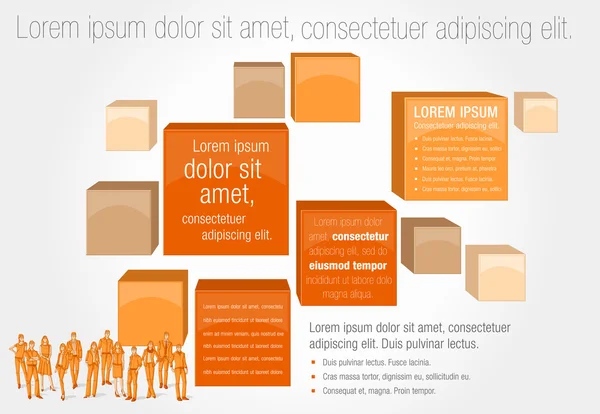 Cubes 3d orange avec des hommes d'affaires — Image vectorielle