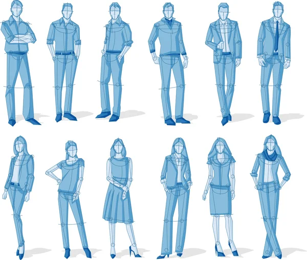Groupe de gens d'affaires bleus . — Image vectorielle
