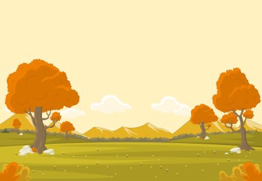 Çim ve ağaçların turuncu park