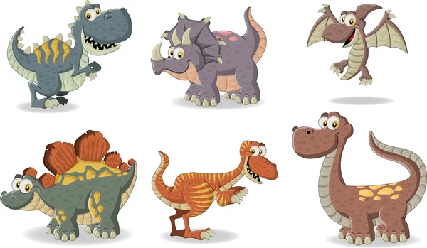 Dinossauros engraçados dos desenhos animados . — Vetor de Stock