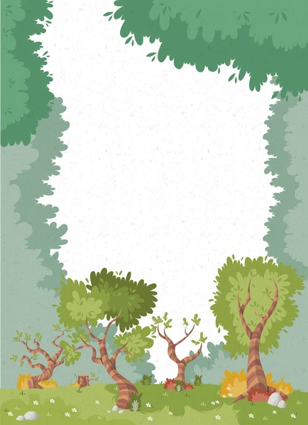 Parque verde con césped y árboles . — Vector de stock