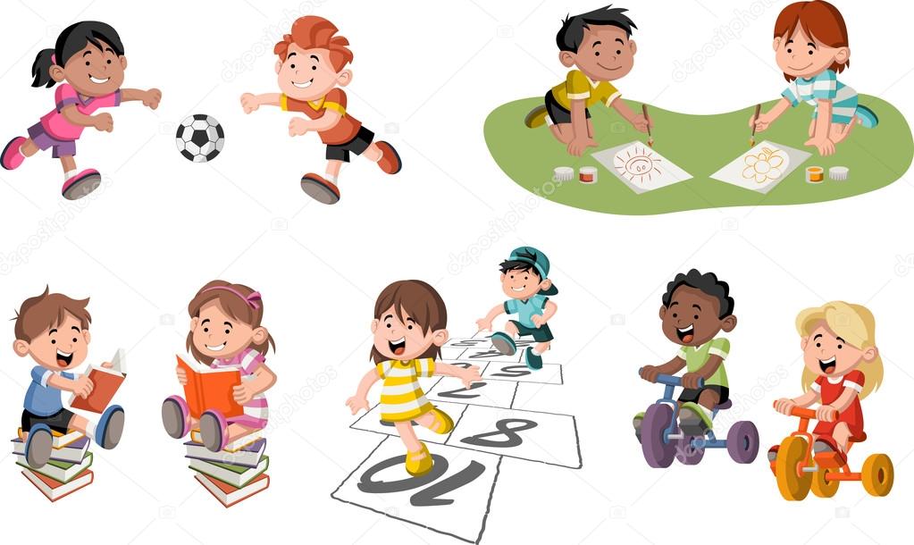 cute happy cartoon children playing stock vector deniscristo child play cartoon