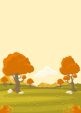 Çim ve ağaçların turuncu park.