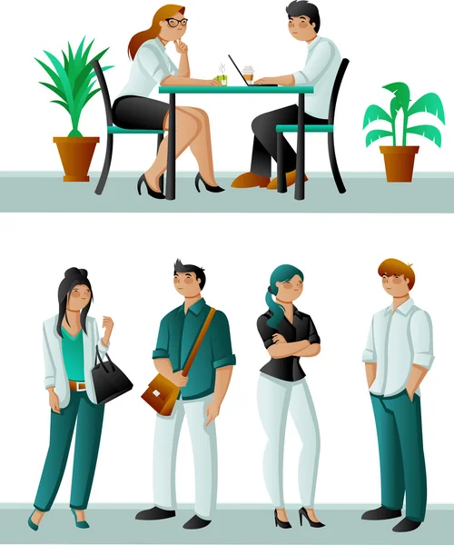 Business cartoon young people — Stock Vector