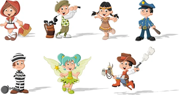 Group of cartoon kids — Stock Vector