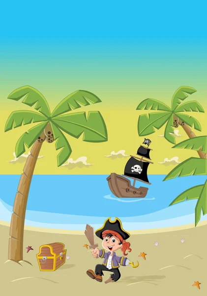 Rapaz pirata dos desenhos animados — Vetor de Stock