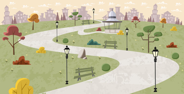 Дорога на зеленом парке
