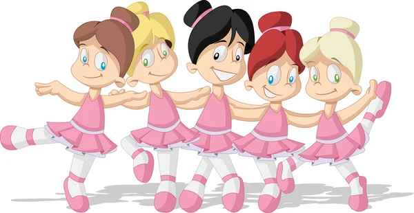 Cute cartoon roze ballerina meisjes. — Stockvector