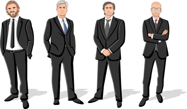 สี่นักธุรกิจสวมสูท — ภาพเวกเตอร์สต็อก
