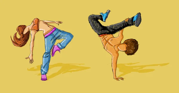 Couple danseur hip hop . — Image vectorielle