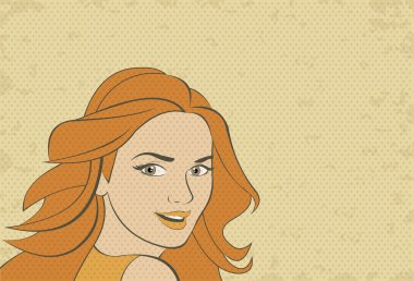 Güzel bir retro kadın yüzü.