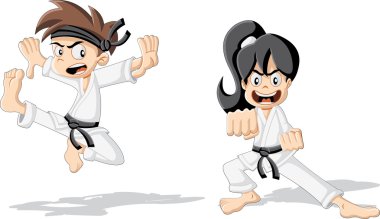 Cartoon karate kids clipart