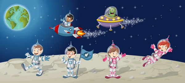 Personagens dos desenhos animados dos astronautas —  Vetores de Stock