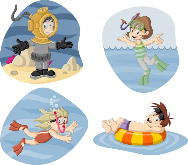 Plongeurs de dessins animés . — Image vectorielle