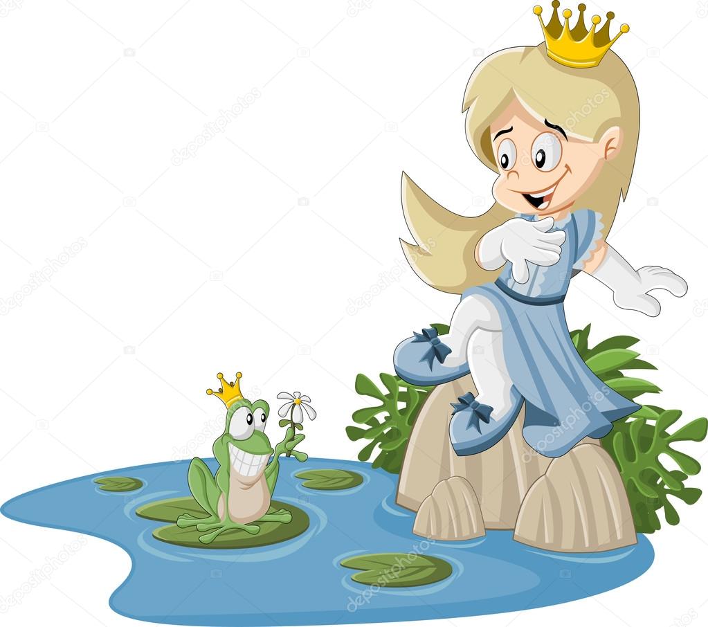 princess and frog on a swamp
