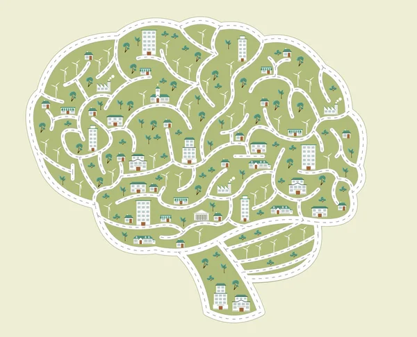 Streets of a city in the shape of brain — Stock Vector