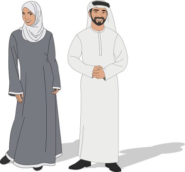 Muslim couple on traditional clothes clipart