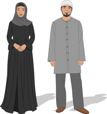 Muslim couple on traditional clothes clipart