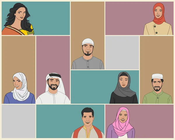 Muslimska par på traditionella kläder — Stock vektor